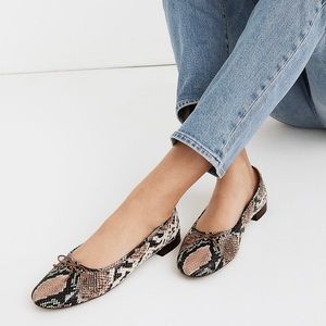 Madewell The Adelle Ballet Flat in Snake Embossed Leather SZ 9.5